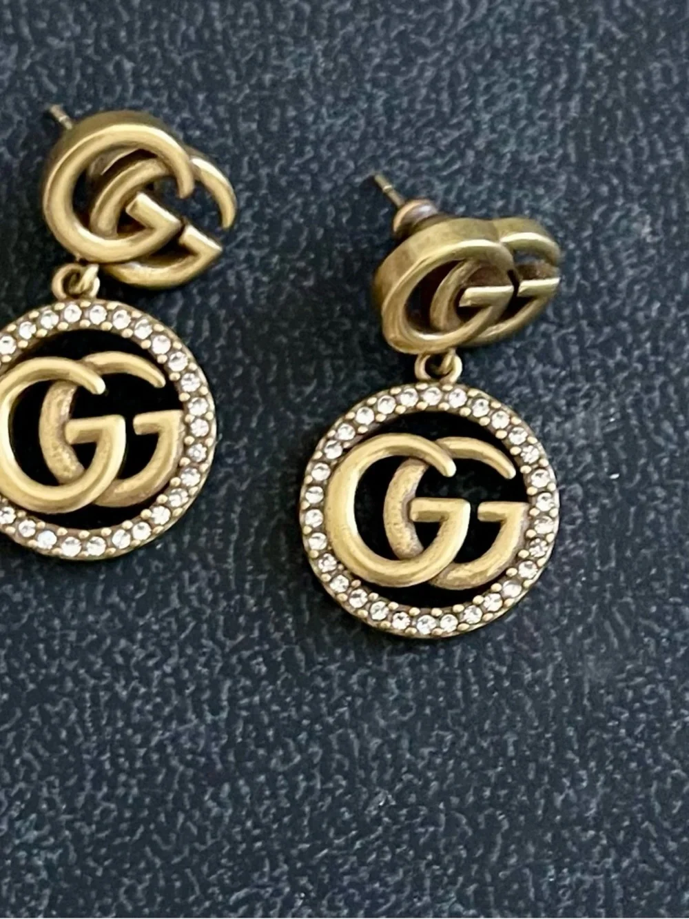 Small GG Earrings w/Bling - Picture 2 of 3